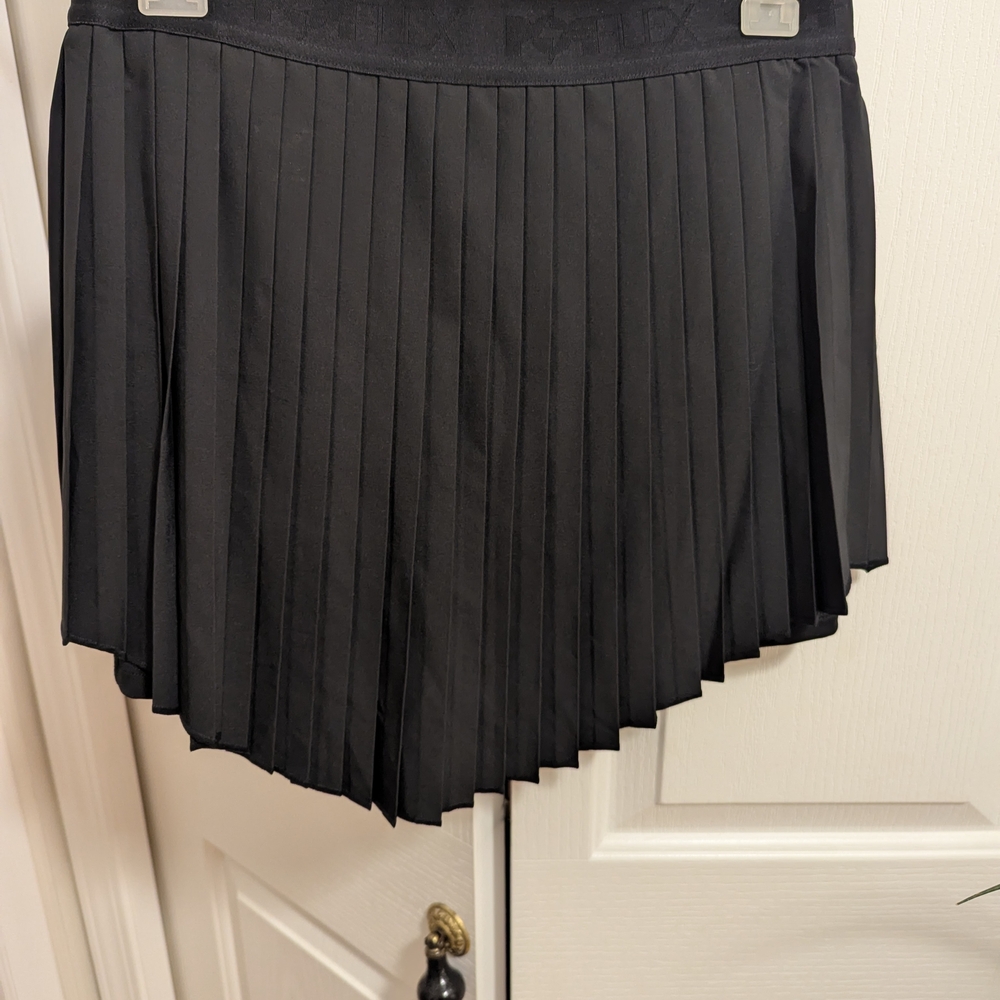 POPFLEX Black Asymmetrical Mini Skirt with Pleats